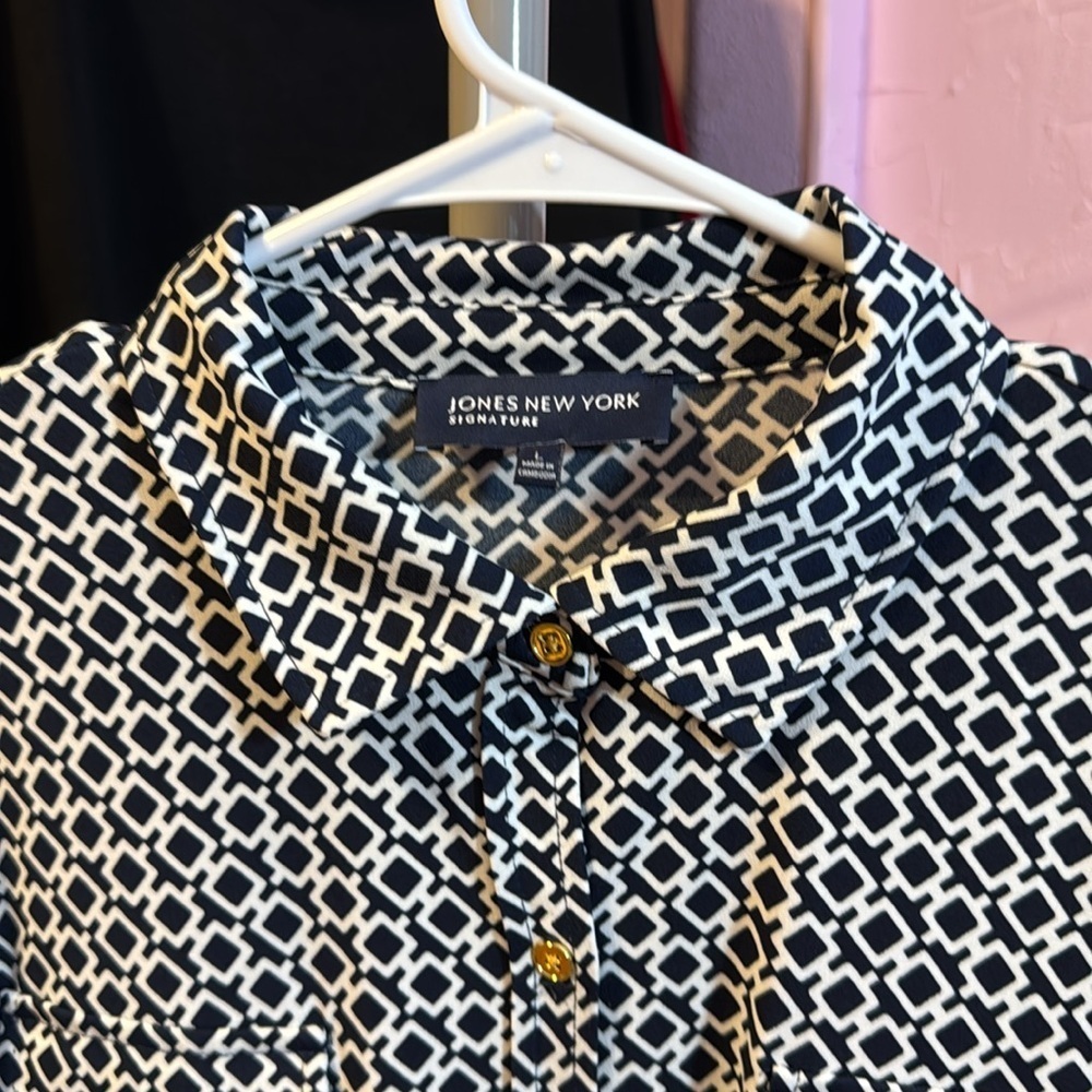 Jones, New York signature navy blue and white print size large - Picture 3 of 5
